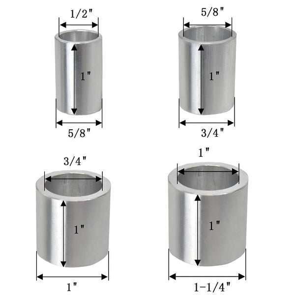 Reducing Bushing Arbor Adapters 1" Thick from 1-1/4" to 1", 3/4", 5/8", 1/2" Arbor Aluminum - S/4 1" Thick-4 Piece
