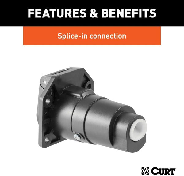 CURT 58150 Vehicle-Side 7-Pin RV Blade Trailer Wiring Harness Connector