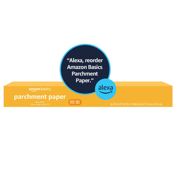 Amazon Basics Non-Stick Parchment Paper for Baking, Cooking, Oven Safe, 15 inches, 90 Sq Ft Roll, 1 Pack Pack of 1