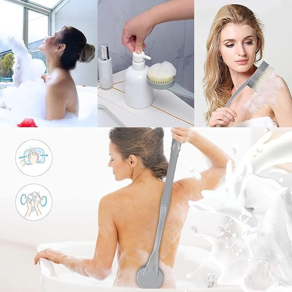 Back Brush Long Handle for Shower, 20.5â Back Bath Brush for Shower, Back Scrubber, Exfoliation and Improved Skin Health for Elderly with Limited