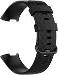 Replacement Bands Compatible with Fitbit Charge 4 / Charge 3, Silicone Fitness Sport Wristbands for Women Men Small Large Black Large