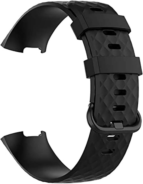 Replacement Bands Compatible with Fitbit Charge 4 / Charge 3, Silicone Fitness Sport Wristbands for Women Men Small Large Black Large