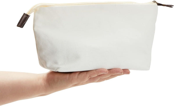Juvale Canvas Makeup Bag - 6 Pack, 11.75 x 5.5 In, White Cotton - Travel Cosmetic & Toiletry Pouches with Zipper - Blank DIY Canvas Pouches for
