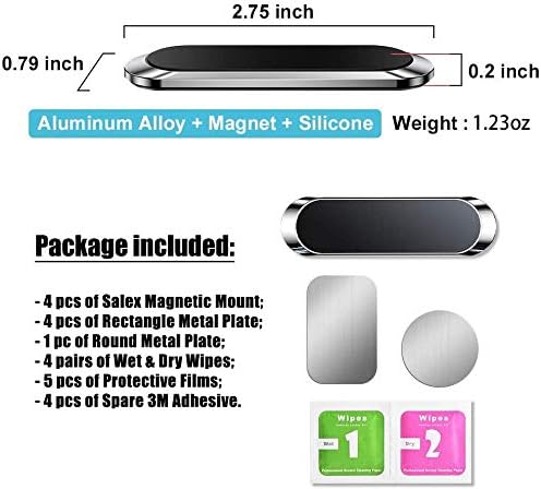 X Flat Magnetic Phone Mounts 3 Pack. Black Cell Phone Holder for Car Dashboard, Wall, Truck. Universal Stick on Ipad Wall Magnet Mount Kit for