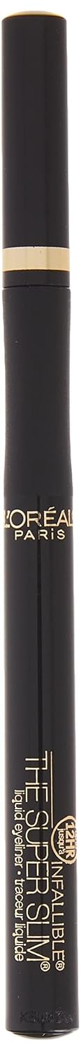 L'Oreal Paris Makeup Infallible Super Slim Long-Lasting Liquid Eyeliner, Ultra-Fine Felt Tip, Quick Drying Formula, Glides on Smoothly, Black,