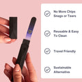 Bona Fide Beauty Czech Glass Nail File (Black Cobalt), Includes Black Case | Crystal Nail File for Natural Nails made in the Czech Republic,