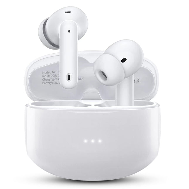 A40 Pro Wireless Earbuds, 50Hrs Playtime Bluetooth Earbuds Built in Noise Cancellation Mic with Charging Case, Bluetooth