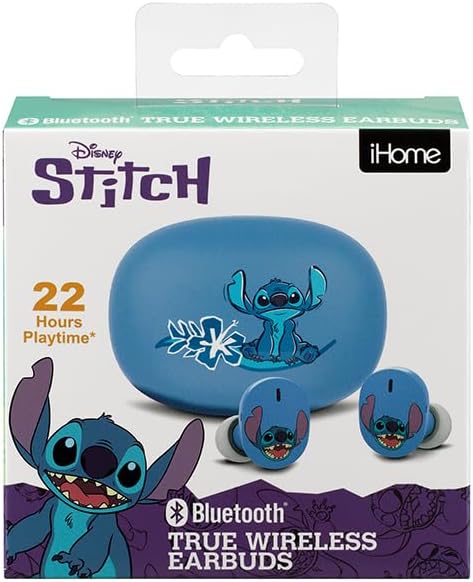 Disney Stitch Wireless Earbuds for Kids, Bluetooth Earbuds with Charging Case