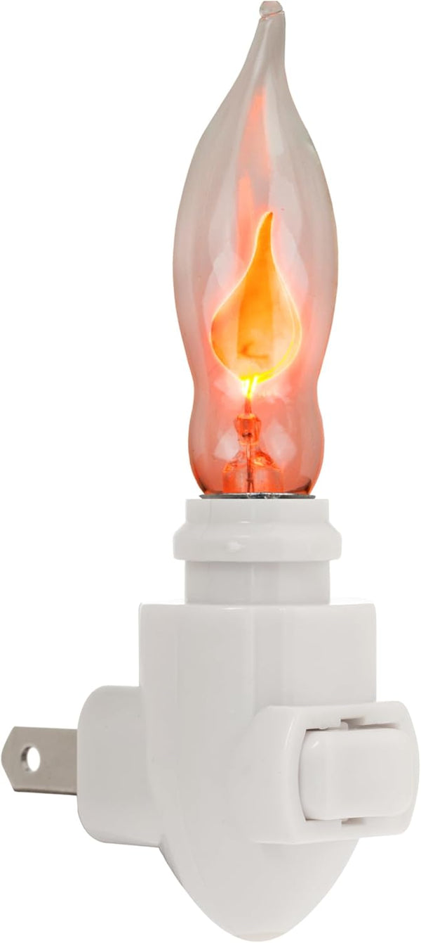Creative Hobbies A101 Flicker Flame Light Bulb -3 Watt, 130 Volt, E12 Candelabra Base, Flame Shaped, Nickel Plated Base,- Dances with a Flickering