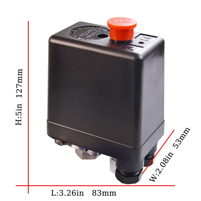 1/4Single-way air Compressor Pressure Switch Central Pneumatic air Compressor Pressure Switch Control Valve, Pressure reducing Switch 90-120 PSI