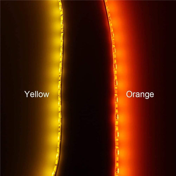 ALITOVE Orange LED Strip Lights 16.4ft 5050 SMD Black PCB 5M 300 LEDs Waterproof IP65 12V DC for Home Hotels Clubs Shopping malls Cars Lighting