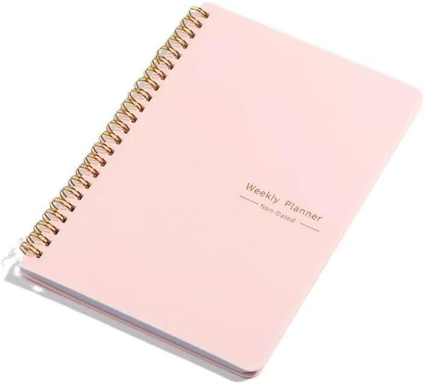 Undated Weekly Planner, A5 Weekly Goals, to Do List Habit Tracker Planner Gift for Women, Girls Pink Journal