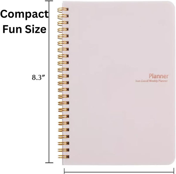Undated Weekly Planner, A5 Weekly Goals, to Do List Habit Tracker Planner Gift for Women, Girls Pink Journal