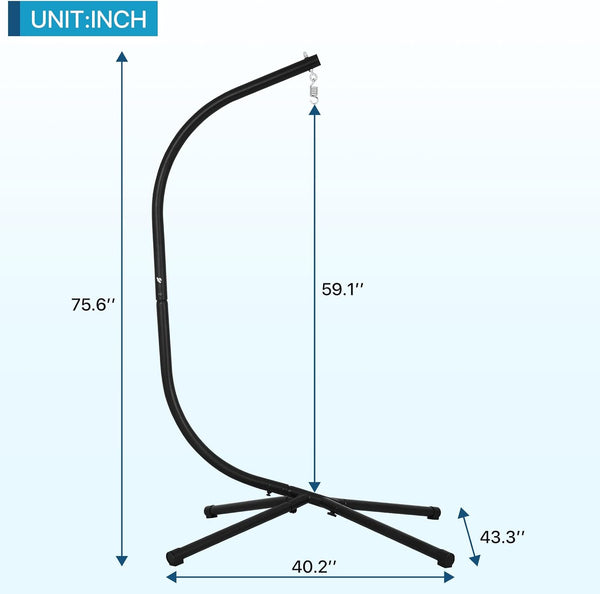 Hammock Chair Stand, Hanging Hammock Chair Stand C Stand Outdoor Indoor Solid Steel Heavy Duty Stand Only Construction for Hanging Hammock Air