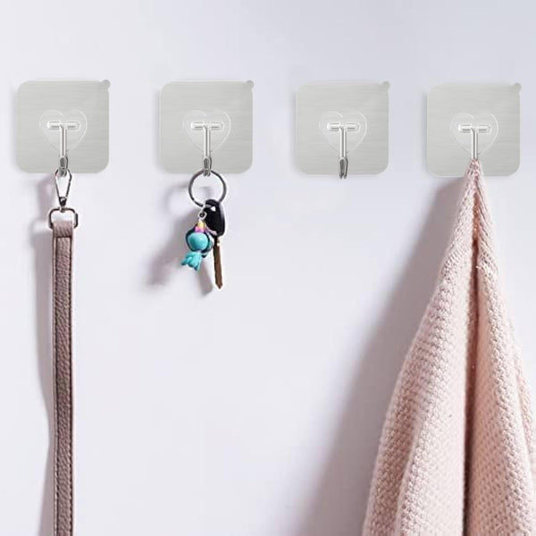 DGYB 20 Pcs Silver Adhesive Hooks for Hanging 22lb Self Adhesive Wall Hooks Heavy Duty Waterproof Sticky Hook for Shower Home Bathroom Kitchen