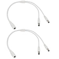 DC Power Splitter 1 to 2 Way, DC Power Supply Splitter Cord Plug 5.5mm x 2.1mm, for CCTV Security Camera,LED Strip Light and More, 2-Pack White