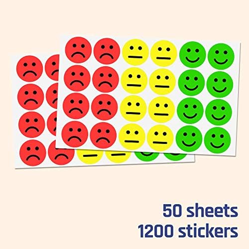 1200 Pieces - Happy Sad Smile Face Mood Emotion Stickers, Red/Yellow/Green | Behavior Chart Stickers, 1 inch