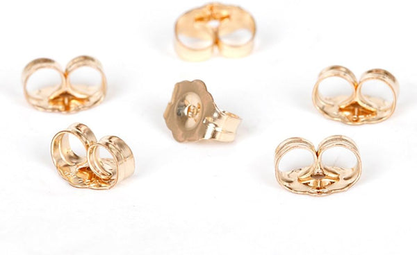 ERT 14K Gold Earring Backs - 6 Piece Replacement Yellow Gold Ear Locking for Stud Ear Rings 3 Pairs