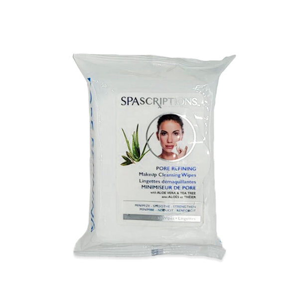 Spascriptions™ Anti-Aging, Brightening, Moisturizing & Pore Refining Towelettes Removes Waterproof Makeup, Revives with Collagen, Vitamin C,