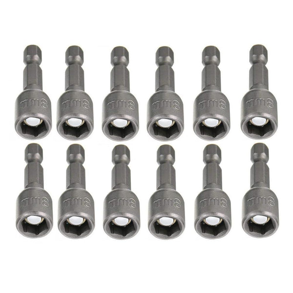 Hex Magnetic Power 8mm 5/16 Socket Adapter Drill Bit Nut Driver Set 1/4 inch Hex for Power Tools, 12-Piece 8mm 12pcs