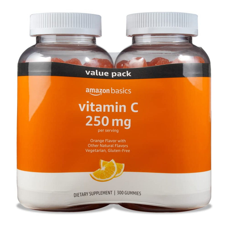 Amazon Basics - Vitamin C, 250 Mg Gummies, Orange, 300 Count (2 Packs of 150), 2 per Serving (Previously Solimo)