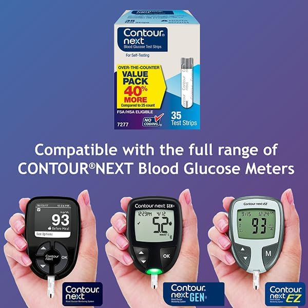 Ascensia Contour Next Blood Glucose Test Strips for Diabetes – 35 Count (1 Pack) - Accurate, No Coding, Second-Chance Sampling, Compatible with
