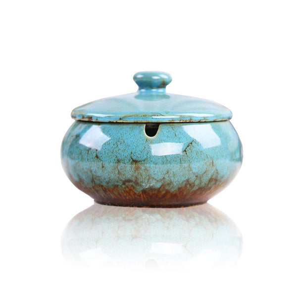 Lependor Ceramic Ashtray with Lids, Windproof, Cigarette Ashtray for Indoor or Outdoor Use，Ash Holder for Smokers,Desktop Smoking Ash Tray for