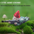 Garden Gnomes, 4.5inch Gnome Statues, Military Gnome with Gun, Funny Army Gnomes Decorations for Yard, Indoor Outdoor Halloween Christmas