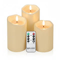 ANGELLOONG Battery Operated Candles with Remote, Real Wax Flickering Flameless Candles with Timer, Set of 3 Electric LED Candles for Valentines