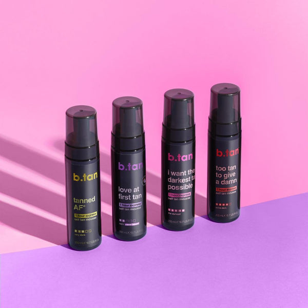 b.tan Dark Self Tanner Mousse | Get Tanned - Best, 1 Hour Express Sunless Tanning Foam, No Fake Tan Smell, Ultra Dark Bronzing Glow, Face & Body,