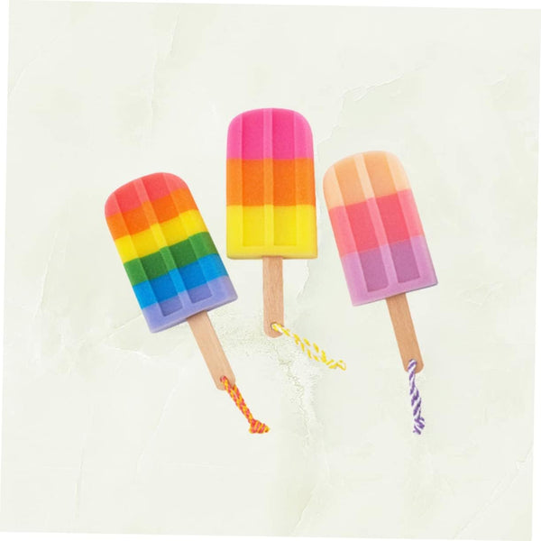 3pcs Bath Flower for Infants Elastic Hair Ties Bathing Accessories Body Shower Sponge Shower Sponge for Body Loofah Popsicle Ice Cream Wooden