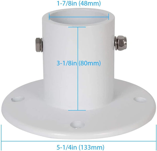 HECASA Deck Anchor Flange Cast Above Ground Pool Ladders Handrails or Slide | 1 7/8" Inch Diameter of 1.9" Aluminum White (1Pc)