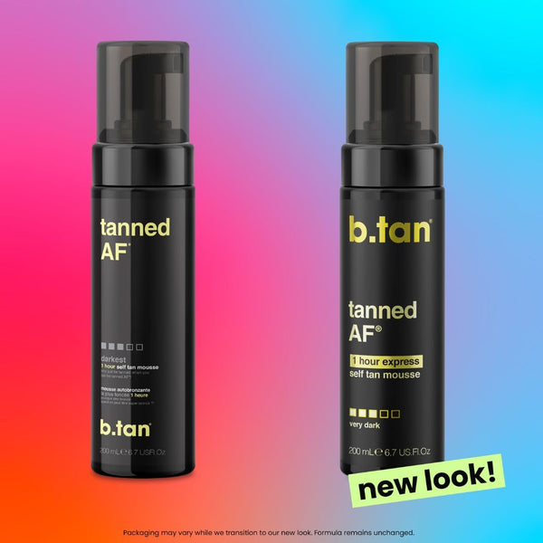 b.tan Dark Self Tanner Mousse | Get Tanned - Best, 1 Hour Express Sunless Tanning Foam, No Fake Tan Smell, Ultra Dark Bronzing Glow, Face & Body,