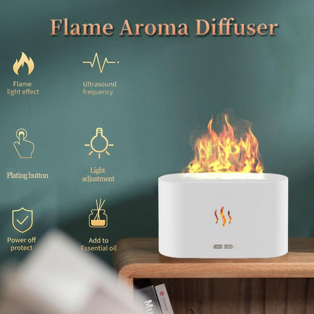 Upgraded 7 Color Flame Fireplace Air Aroma Essential Oil Diffuser,Usb Personal Desktop Noiseless Cool Mist Humidifier wi
