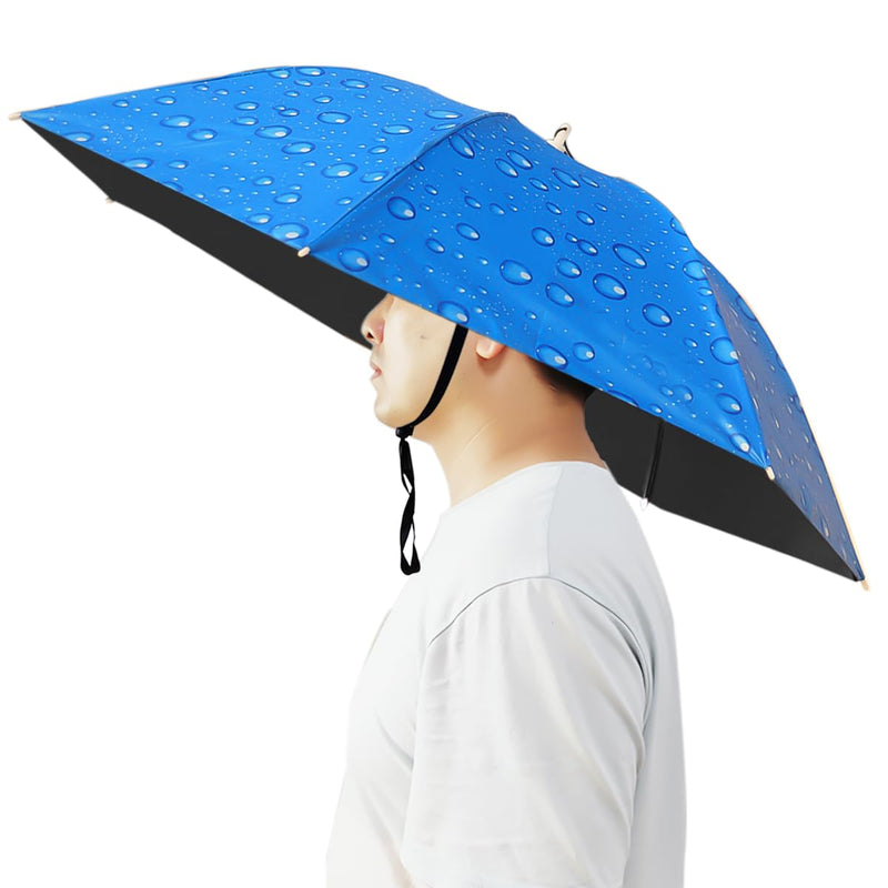 Umbrella Hat, 37 inch Fishing Umbrella Hat Hands Free Foldable UV Protection Umbrella Cap Adjustable Headwear for Fishing Golf Camping Beach