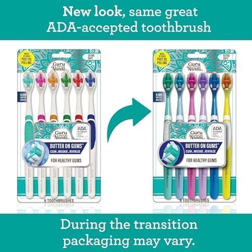 GuruNanda Butter On Gums Toothbrush, ADA Accepted Manual Toothbrushes with 8000+ Ultra Soft Softex Bristles for Sensitive & Receding Gums, Perfect