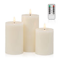 ANGELLOONG Flickering Flameless Candles with Remote, Real Wax Battery Operated Candles with Timer, Fake LED Pillar Candles for Wedding Holiday