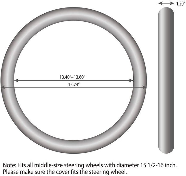 Elantrip Leather Steering Wheel Cover 15 1/2 to 16 inch Universal Large Soft Grip Breathable for Car Truck SUV Jeep Anti Slip Black 15 1/2 - 16