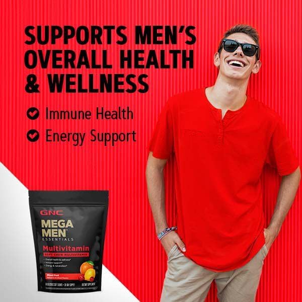 GNC Mega Men Soft Chew Multivitamin | Energy & Metabolism Support | Gluten Free | Mixed Fruit | 60 Count
