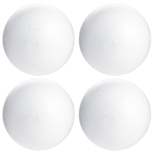 Bright Creations 5 Inch Foam Balls for Crafts - 4 Pack round White Polystyrene Foam Balls for Ornaments, DIY Projects, a