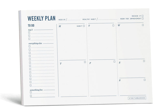 Two Tumbleweeds Weekly Planner Pad - Undated 6X9" Weekly To-Do List Notepad with Calendar and Task List, Perfect Desk Organizer for School & Work