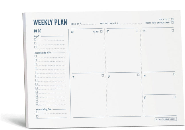 Two Tumbleweeds Weekly Planner Pad - Undated 6X9" Weekly To-Do List Notepad with