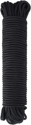 jijAcraft 6MM Black Nylon Rope - Thick Nylon Washing Line, 30M Solid Binding Hanging Twisted Cord, Heavy Duty Rope for Garden, Hammock, Camping