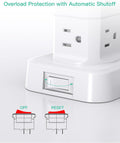 Power Strips with Surge Protection, Flat Plug Power Strip Tower White 6 FT