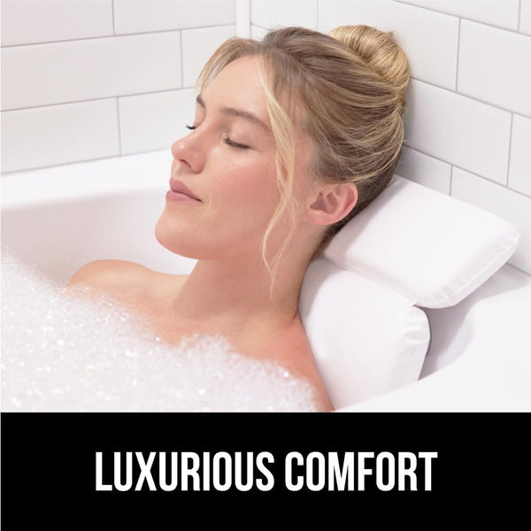 GORILLA GRIP Bath Pillow for Tub, Strong Suction Cups, Luxury Bathtub Pillows, Headrest Neck and Back Support, Relaxing Hot Tub and Home Spa