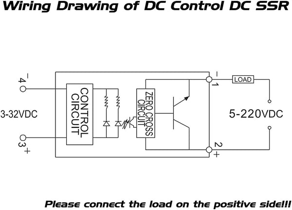 CG Solid State Relay SSR-25DD DC to DC Input 3-32VDC To Output 5-240VDC 25A Single Phase Plastic Cover DC to DC 25A