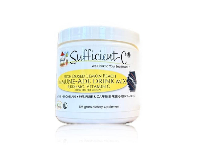 Sufficient-C High Dose Non-Gmo Vitamin C Lemon Peach Immune-Ade Drink Mix, Conve