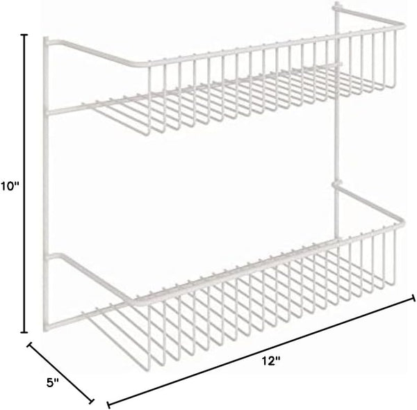 ClosetMaid 8002 2-Tier Wall Rack for Added Storage, 10.5-Inch H x 12.5-Inch W x 5-Inch D, White 12-Inch Wide 2-Tier
