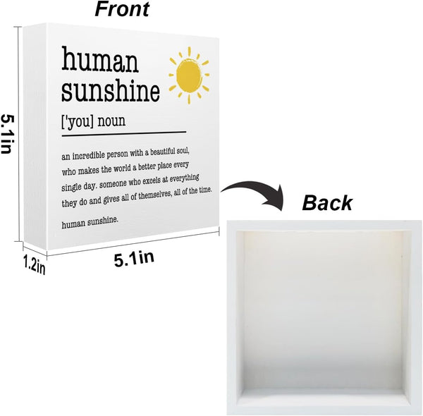 Sunshine Gifts Desk Sign Wooden Box Sign Table Decoration White White0377