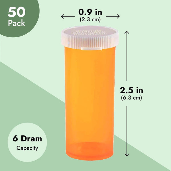 Juvale 6 Dram Empty Pill Bottles with Caps - Durable Plastic Vials - Easy-Open Caps for Travel Pill Bottles - Versatile Medicine Containers for